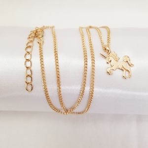 Unicorn Kid's Necklace. Gold Tone. New